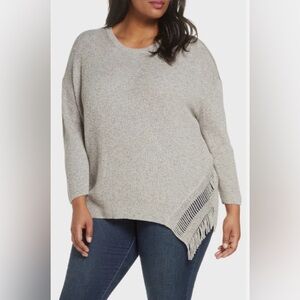 NIC+ZOE size XL Gray Sweater with Fringe Detail
